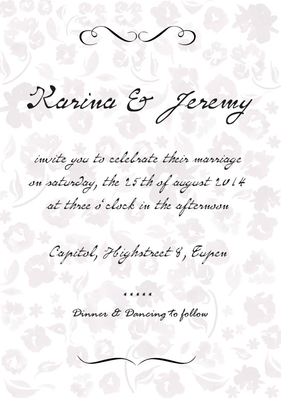 wedding card with flowers