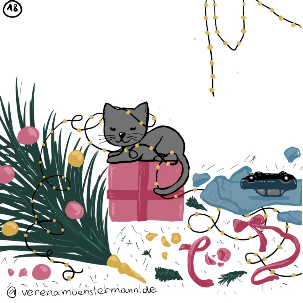 Verena Muenstermann Weihnachtlich illustration Katze geschenke Tannenbaum