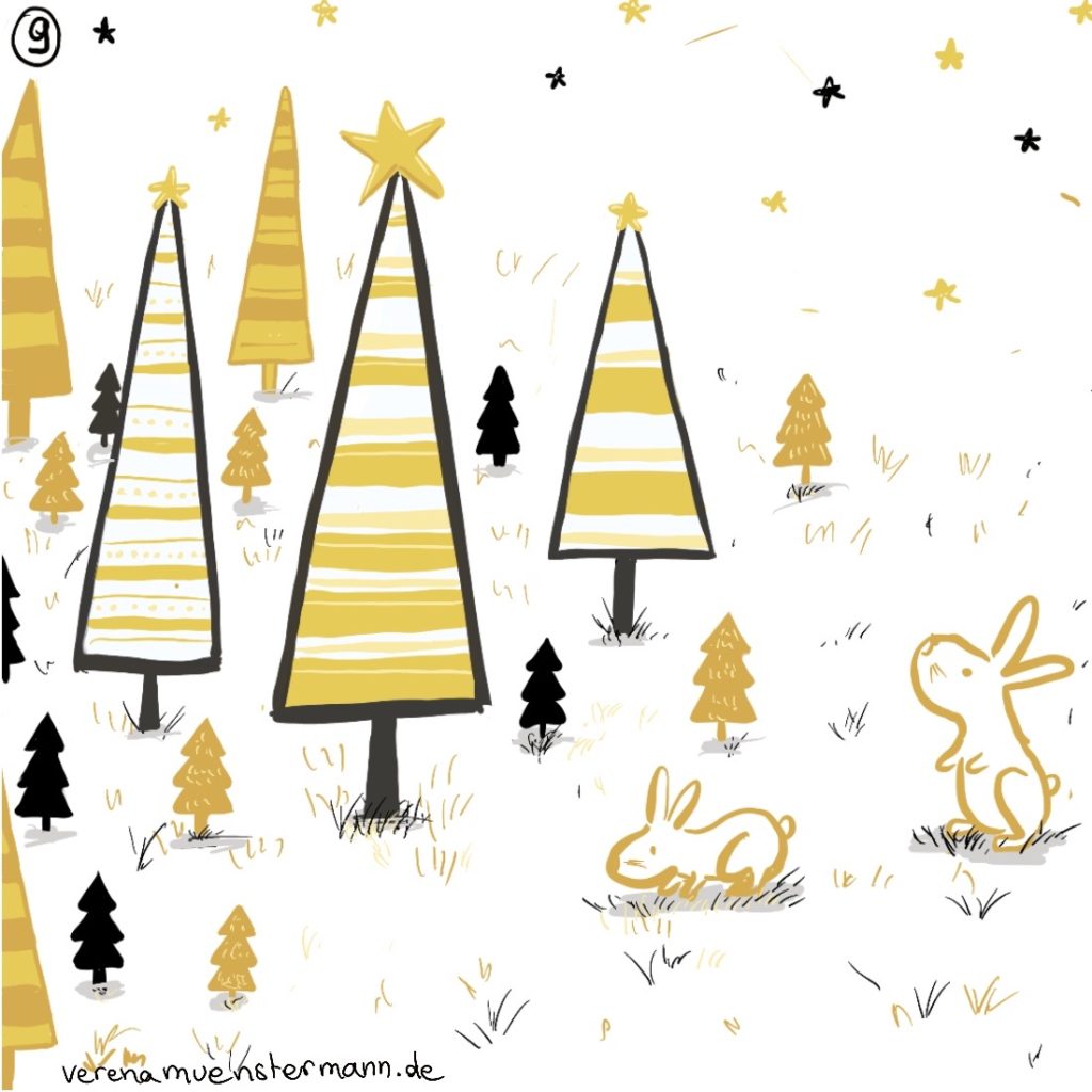 Verena Muenstermann Illustrationen Weihnachtlich geschmückter Wald