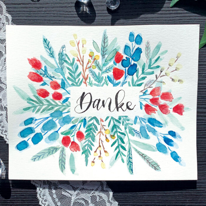 Kartendesign mt Aquarell – Dankeskarte