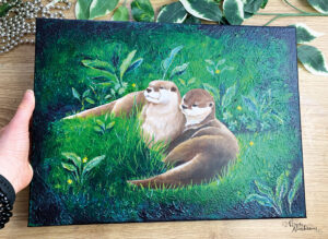 2 Otter Acryl auf Leinwand