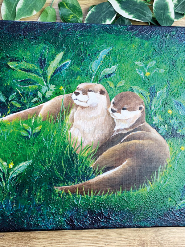 2 Otter Acryl auf Leinwand