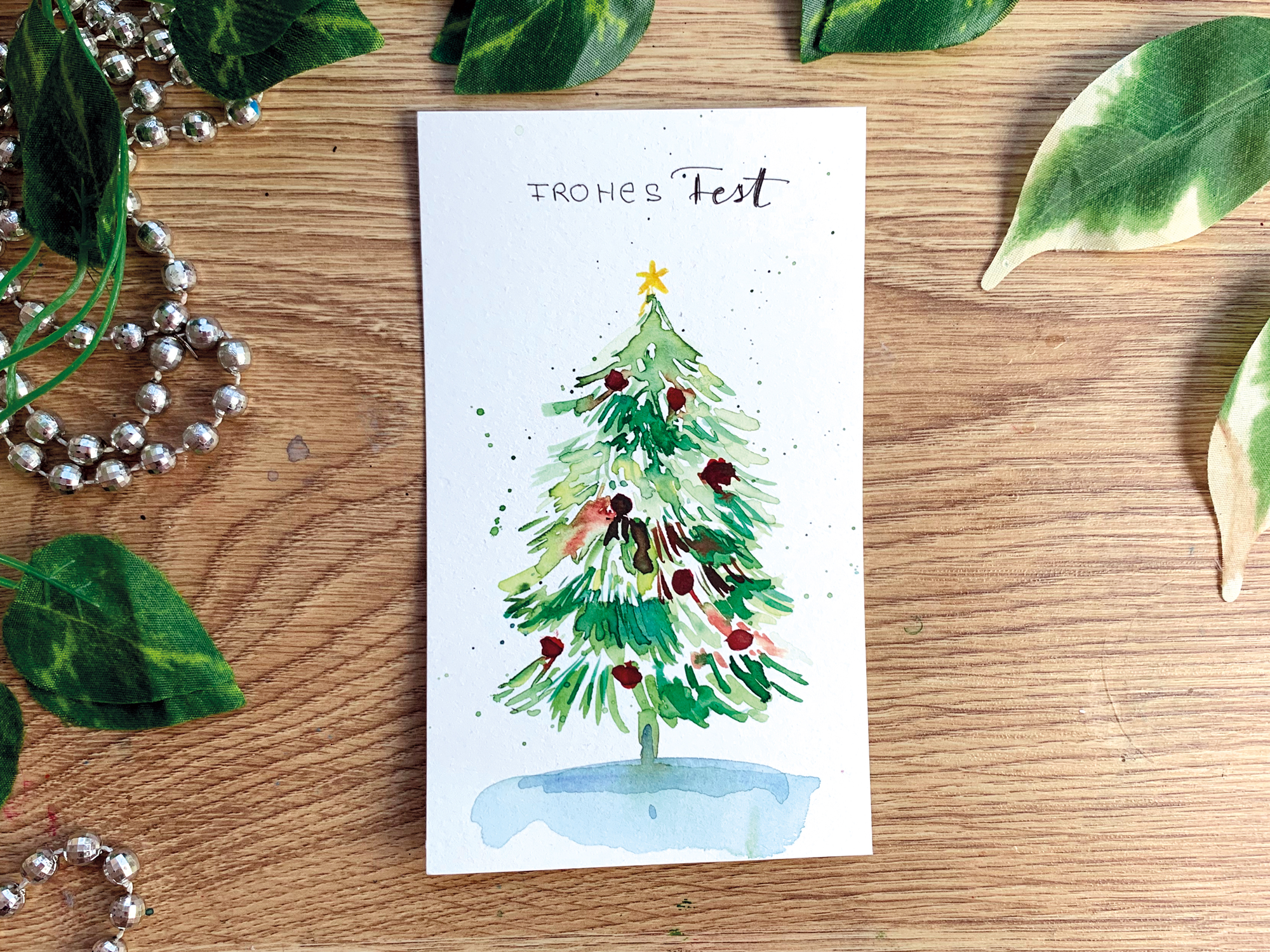 Weihnachtskarten selber malen mit Aquarell | Workshop – Bild 3