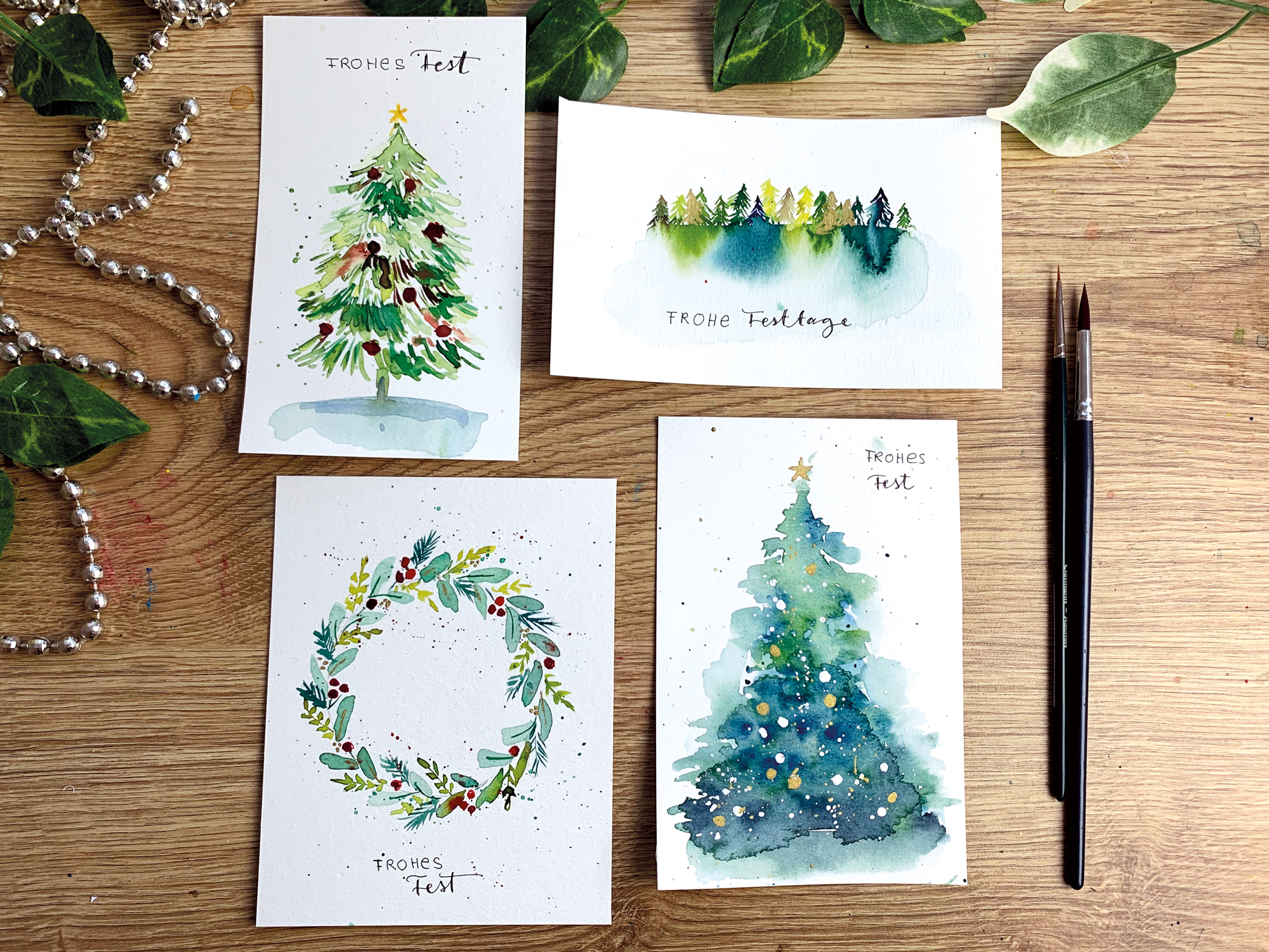 Weihnachtskarten beispiele mit Aquarell