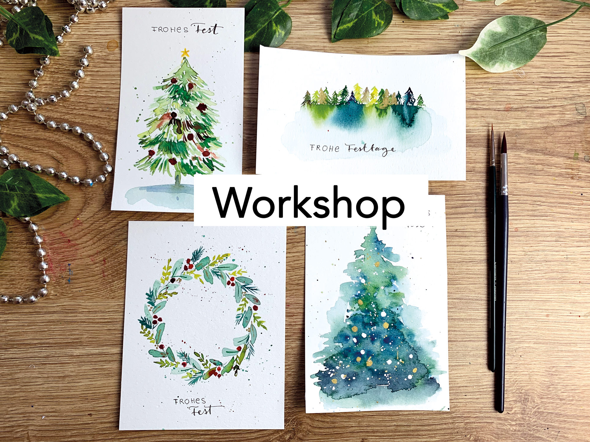 Weihnachtskarten beispiele mit Aquarell